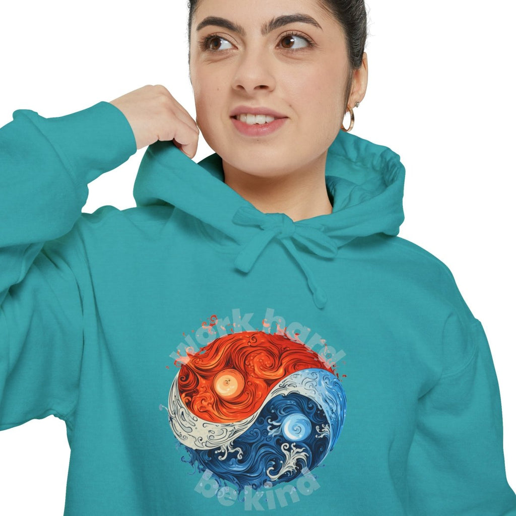 Yin and Yang Work Hard, Be Kind Hoodie - Hoodie | ShirtyAgents