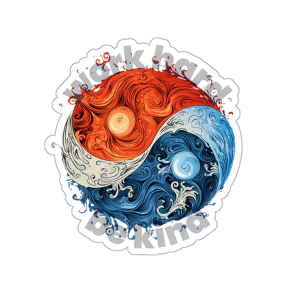 Yin and Yang Work Hard Be Kind Sticker - Paper products | ShirtyAgents