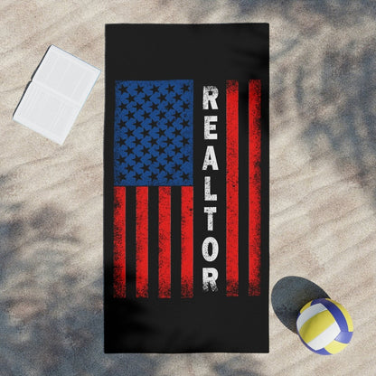 American Flag Realtor Beach Towels - Home Decor | ShirtyAgents
