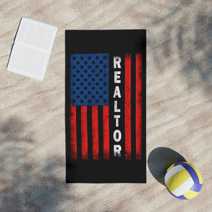 American Flag Realtor Beach Towels - Home Decor | ShirtyAgents