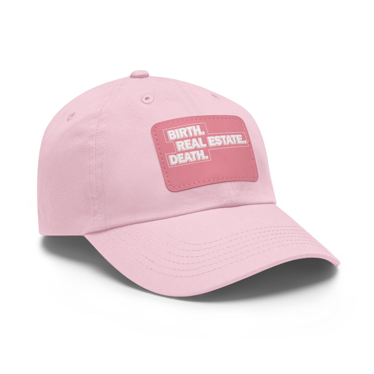 Birth. Real Estate. Death. Hat with Leather Patch - Hats | ShirtyAgents