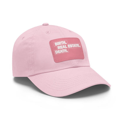 Birth. Real Estate. Death. Hat with Leather Patch - Hats | ShirtyAgents