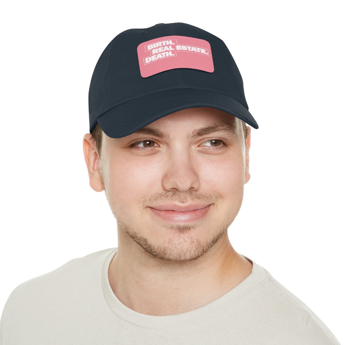 Birth. Real Estate. Death. Hat with Leather Patch - Hats | ShirtyAgents