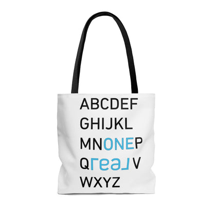 One REAL Alphabet AOP Tote Bag - Bags | ShirtyAgents