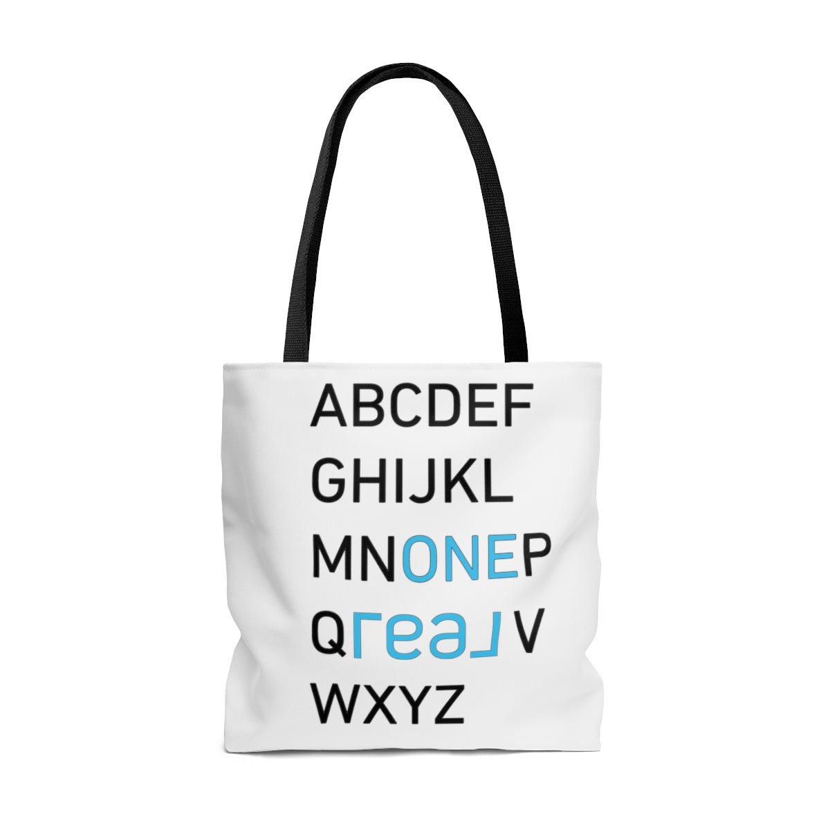 One REAL Alphabet AOP Tote Bag - Bags | ShirtyAgents