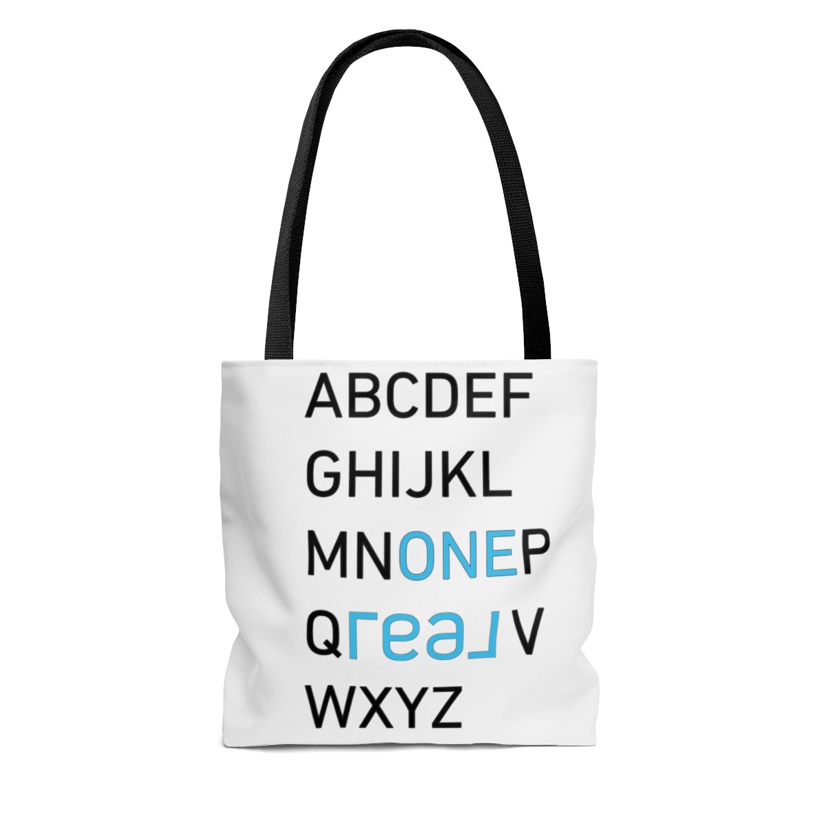 One REAL Alphabet AOP Tote Bag - Bags | ShirtyAgents