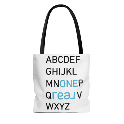 One REAL Alphabet AOP Tote Bag - Bags | ShirtyAgents