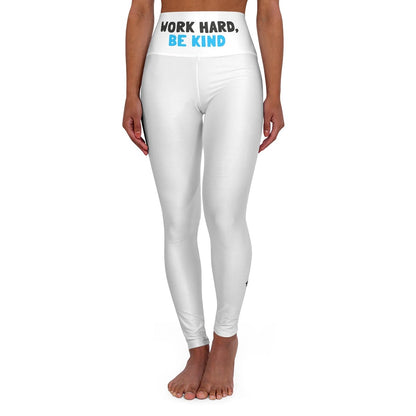 Work Hard Be Kind High Waisted Yoga Leggings - All Over Prints | ShirtyAgents