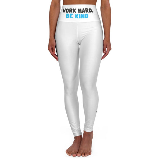 Work Hard Be Kind High Waisted Yoga Leggings - All Over Prints | ShirtyAgents